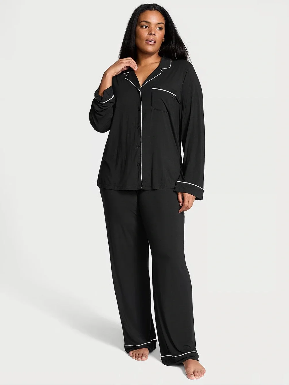 Victoria’s Secret SoSoft™ Modal Long Pajama Set; Black Pajama Set; Large; Sleep
